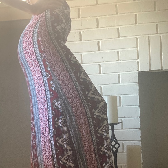 Vintage Boho Paisley Floral Print Maxi Gypsy Skirt S SM Small Red White - Picture 6 of 8